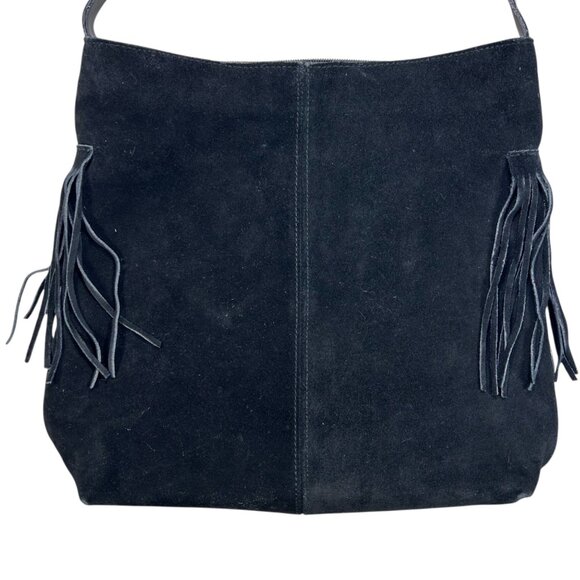 Ego Black Faux Suede Fringe Bag Western Boho Shoulder Bag - Picture 3 of 6